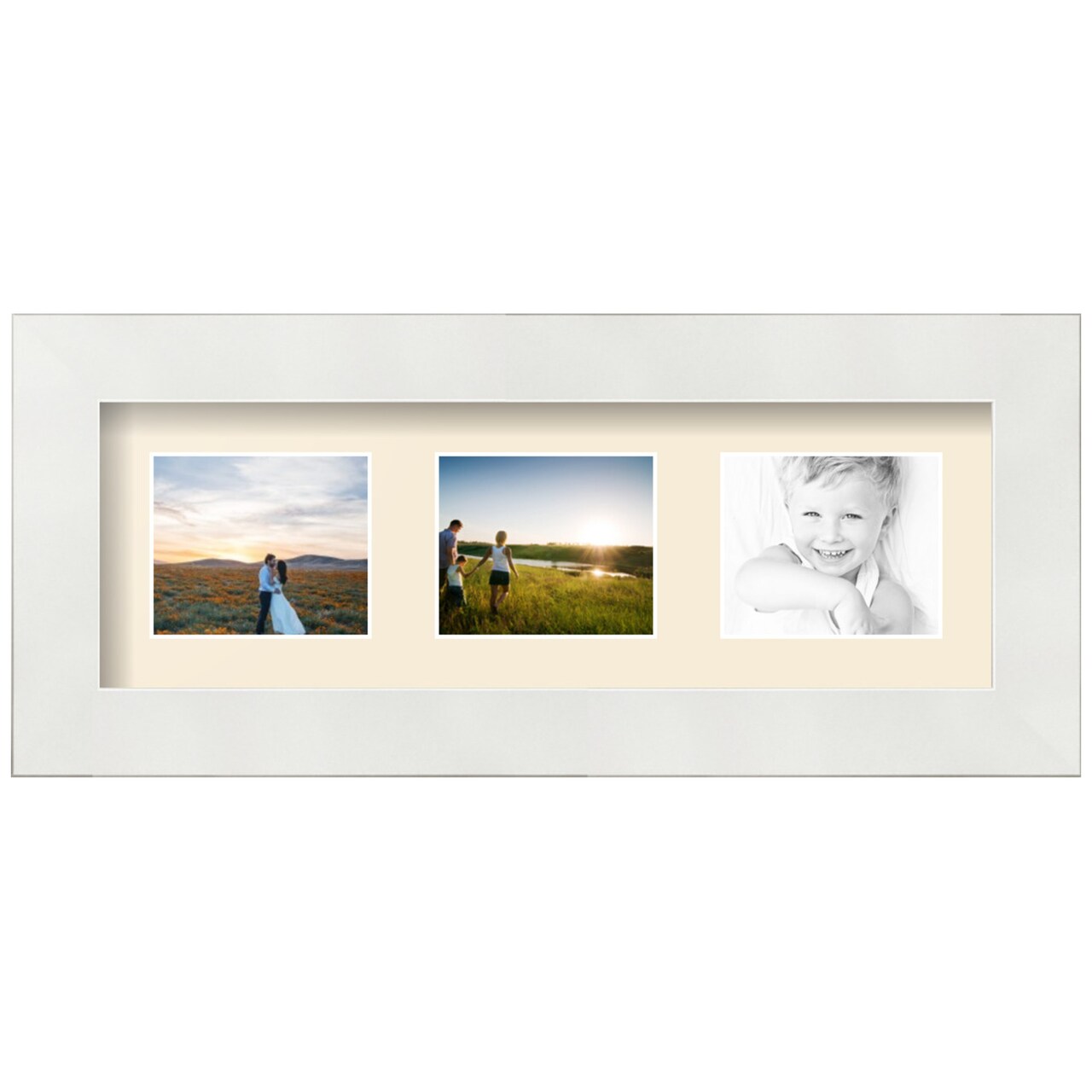 ArtToFrames Collage Photo Picture Frame with 3 - 2.5x3 inch Openings, Framed in White with Over 62 Mat Color Options and Regular Glass (CSM-3966-7649)